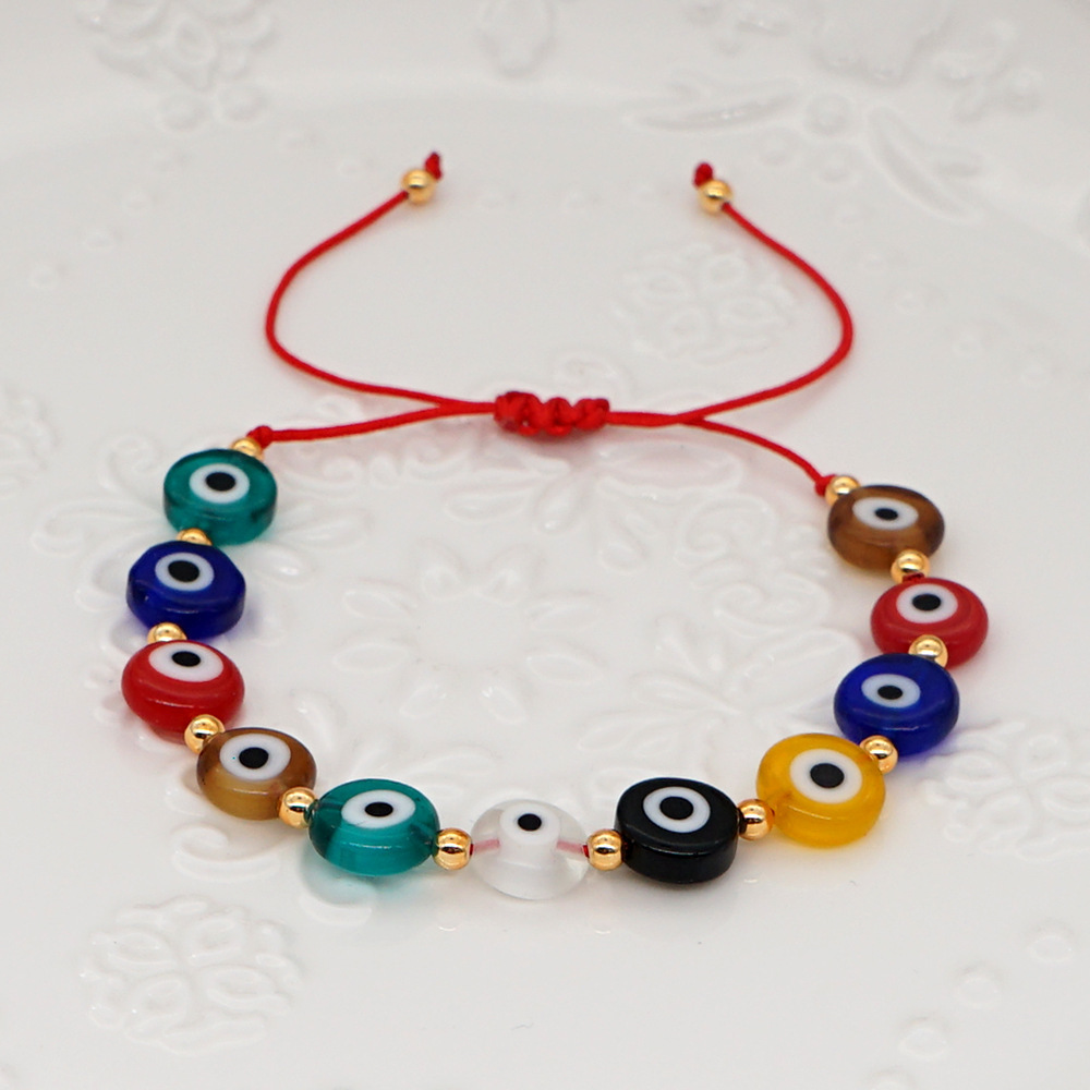 Nihaojewelry Ethnic Style Colored Glaze Evil Eye Gold Bead Bracelet Wholesale Jewelry display picture 14