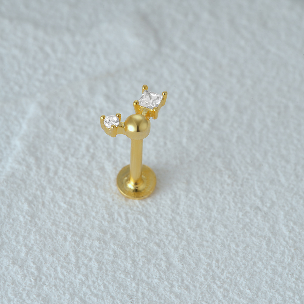 2g Weight Zircon Inlay Material Ear Studs Classification 1 Piece Quantity Daily Occasion 925 Sterling Silver Material Geometric Pattern Women's Gender Plating Design Simple Style Style 1 Piece Ear Cartilage Rings & Studs Simple Style Geometric 925 Sterling Silver Plating Zircon 14