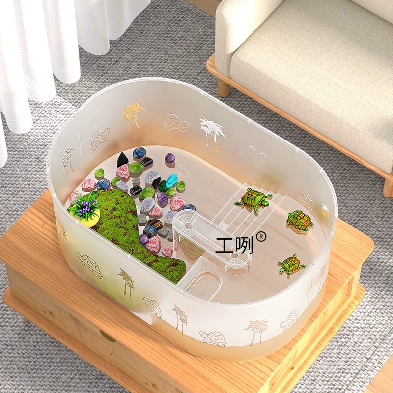 Резервуар для разведения черепах с платформой для загара, экологический ландшафт, бытовой резервуар для черепах, домашняя гостиная, мини-аквариум, ящик для черепах