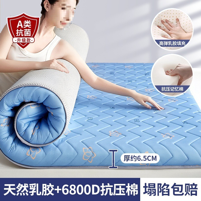 [업그레이드된 깊은 잠] 단면 웨이브 블루 - 두께 약 6.5cm [A급 산모 및 유아용, 라텍스 충전재, 진드기 방지]