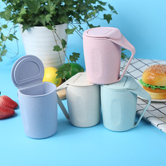 Wheat straw creative mouthwash cup, household slant mouth couple cup, dental cylinder, plastic toothbrush cup, drinking cup gift