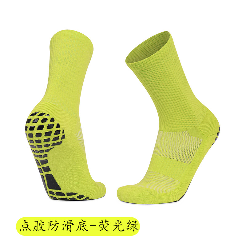 Calcetines de fútbol de goma de punto profesional transfronterizo calcetines antideslizantes de tubo medio de entrenamiento para hombres calcetines deportivos absorbentes de sudor de fondo de toalla al por mayor