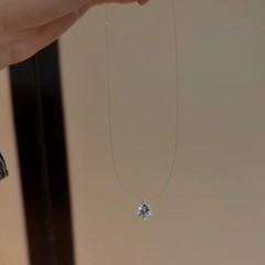 S925純銀趙露思同項ステルス魚糸ネックレス円珠ジルコンペンダント清新で甘い気質鎖骨鎖
