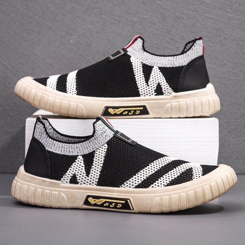 Zapatos Flyknit para hombre, estilo otoñal, zapatos sin cordones, zapatillas deportivas de exportación, modernos, ligeros, de caña baja, de malla, transpirables, informales, al por mayor