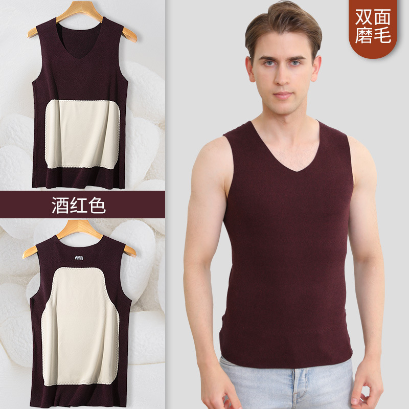 [울 실크 패치] 남성 스타일 - 버건디