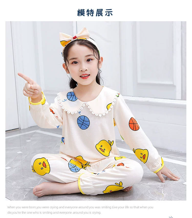 Children Long Sleeved Pajamas Set Spring Autumn Home Clothing For Girls Cotton Tops+Pants 2pcs Pyjamas Kids Underwear Outfits pajama sets bamboo	