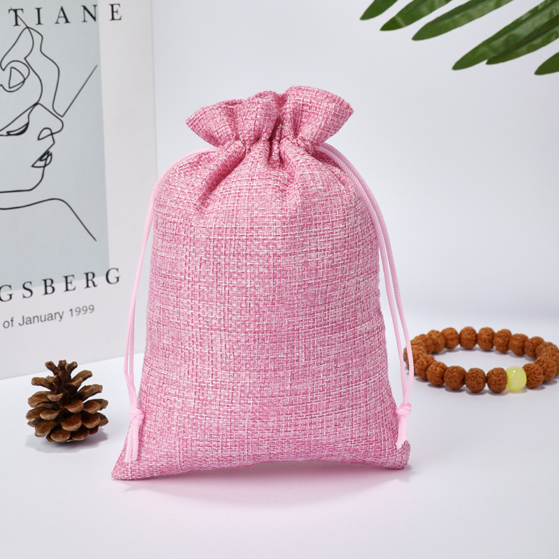 Fábrica en stock bolsa de lino Wenwan bolsa de embalaje de la joyería bolsa de té zongzi Almacenamiento de lino bolsa de cordón al por mayor