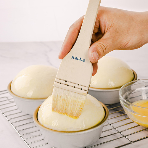 French bakery handmade wool brush, pine wood handle oil brush, Cantonese mooncake egg yolk pastry brush with egg liquid, barbecue brush