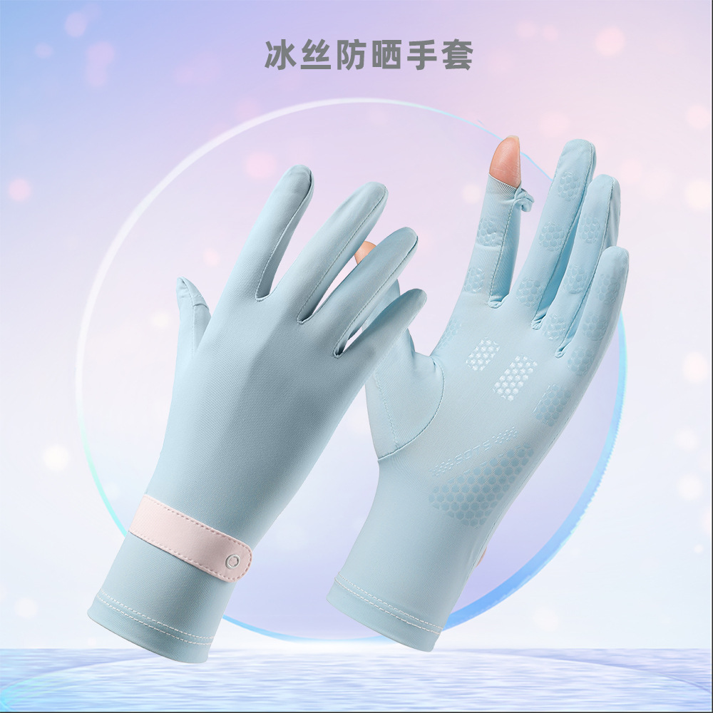 Guantes de protección solar Verano de seda de hielo de las mujeres deportes al aire libre sensibles al hielo fino transpirable antideslizante montar Flip guantes de pantalla táctil