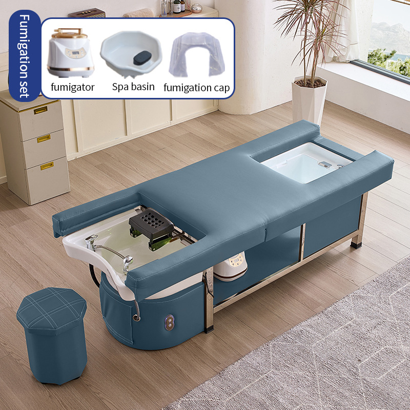 Cama eléctrica elevadora multifuncional para salón de belleza, cama de lavado de cabello, cama de masaje para terapia de cabeza, cama de masaje y cama de fumigación para circulación de agua