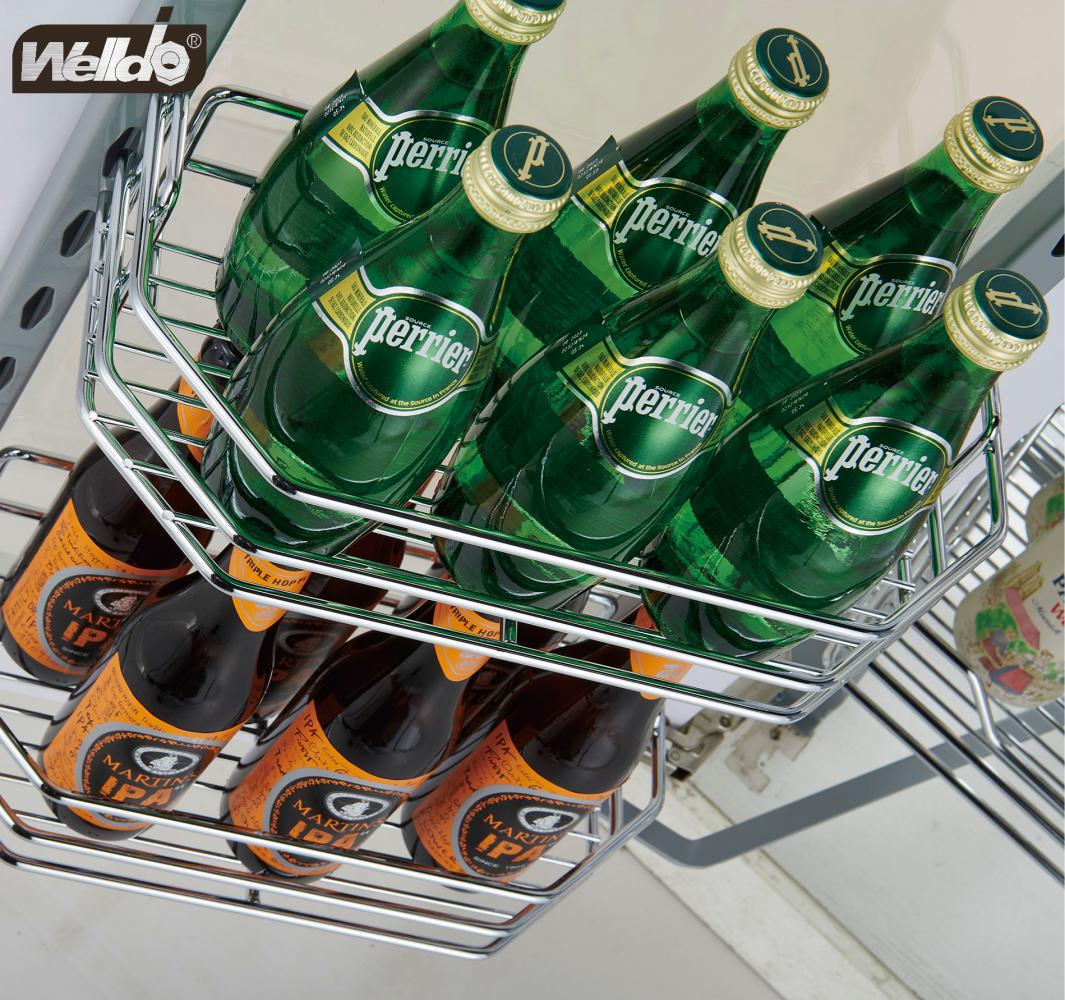 Welldo纬东 厨房地柜联动拉篮地柜开门式双层联动收纳拉篮