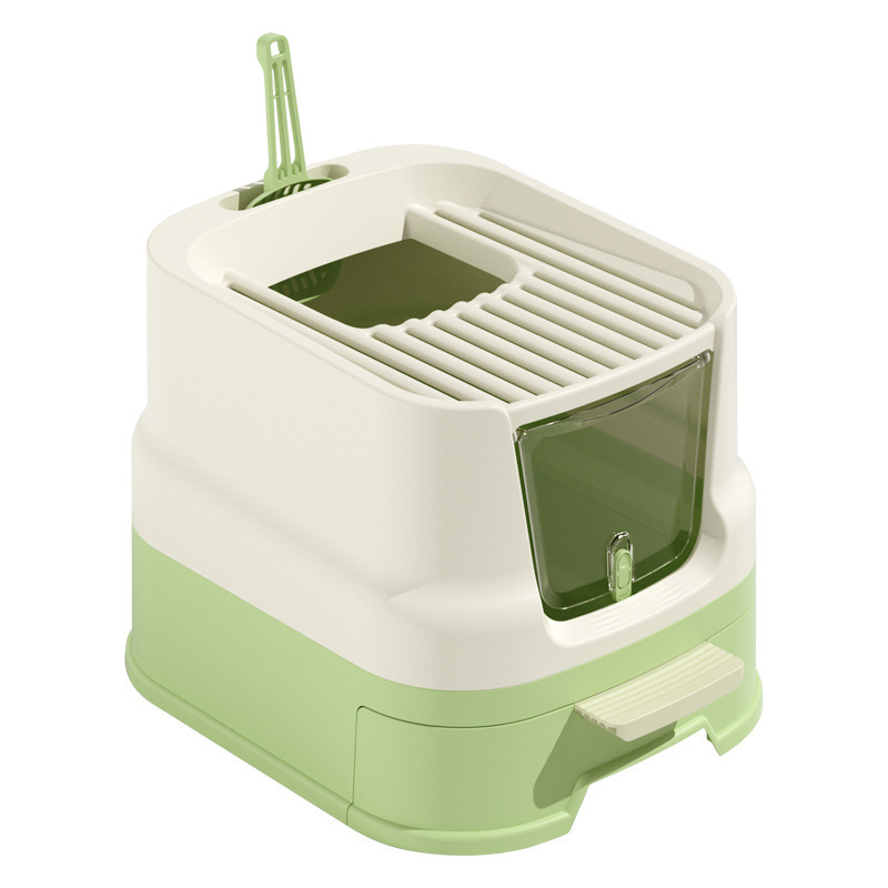 Suministros para mascotas, caja de arena para gatos tipo cajón, completamente cerrada, gran anti-salpicaduras, caja de heces para gatos, caja de arena para gatos, baño para gatos