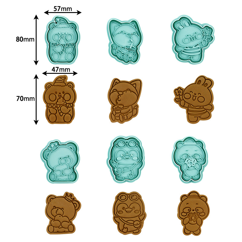 Venta caliente transfronteriza 3D tridimensional oso Fox Penguin 6-piece galleta corte molde Galleta de dibujos animados molde traje image 5