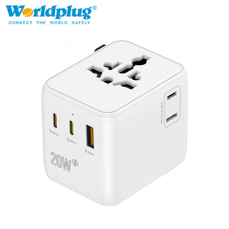 20W cross-border charging adapter plug fast charging converter international travel conversion head conversion socket one turn more