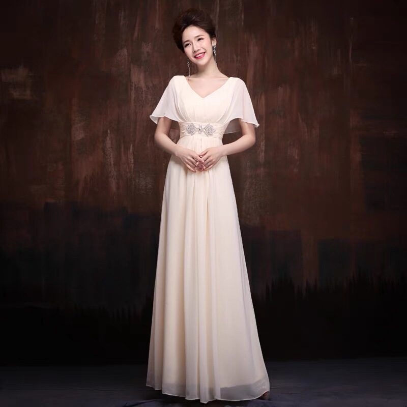 大合唱団の公演服の女性2025春の新型シフォンの公演は赤い歌の試合の宴会のドレスを朗読します。|undefined