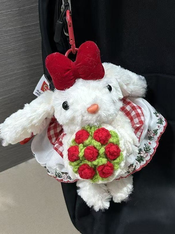 かわいい垂れ耳ウサギ人形ボニーウサギバッグペンダントキーホルダーぬいぐるみペンダントバレンタインデーギフト|undefined