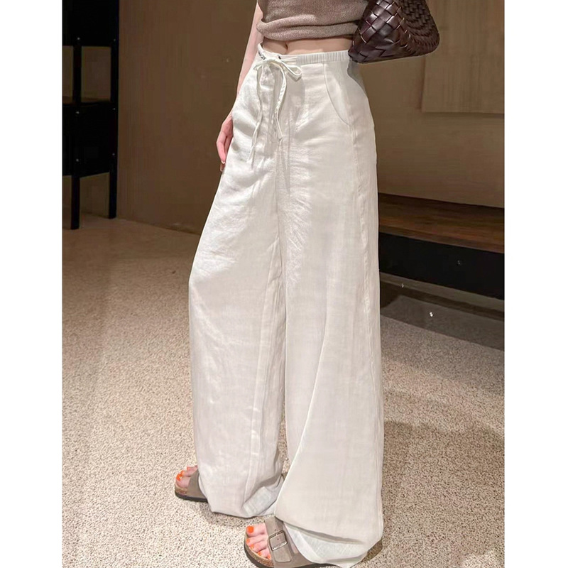 White Linen-Like Wide-Leg Pants for Women, Summer 2026 New Style, Casual Loose High-Waisted Slimming Straight-Leg Ice Silk Cotton-Linen Long Pants White Linen-Like Wide-Leg Pants for Women, Summer 2026 New Style, Casual Loose High-Waisted Slimming Straight-Leg Ice Silk Cotton-Linen Long Pants