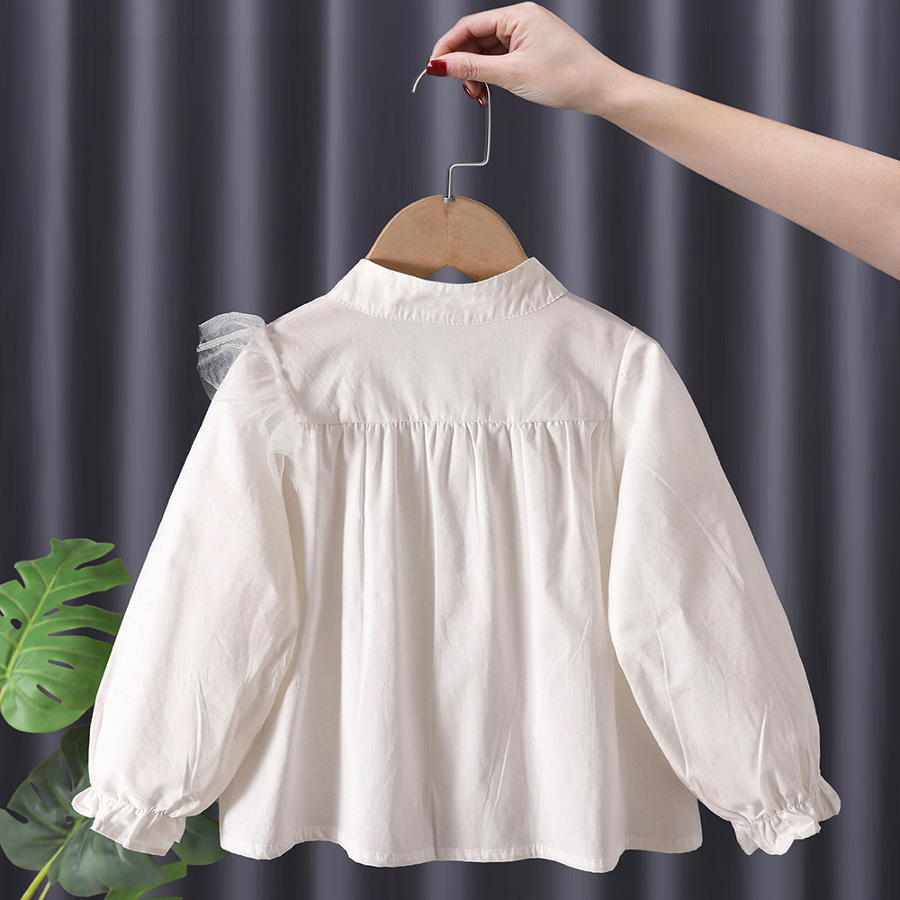 Camisa de manga larga para Niñas Ropa de primavera y otoño camisa de princesa para niñas Camisa de algodón estilo occidental para niños 2024 Nuevo