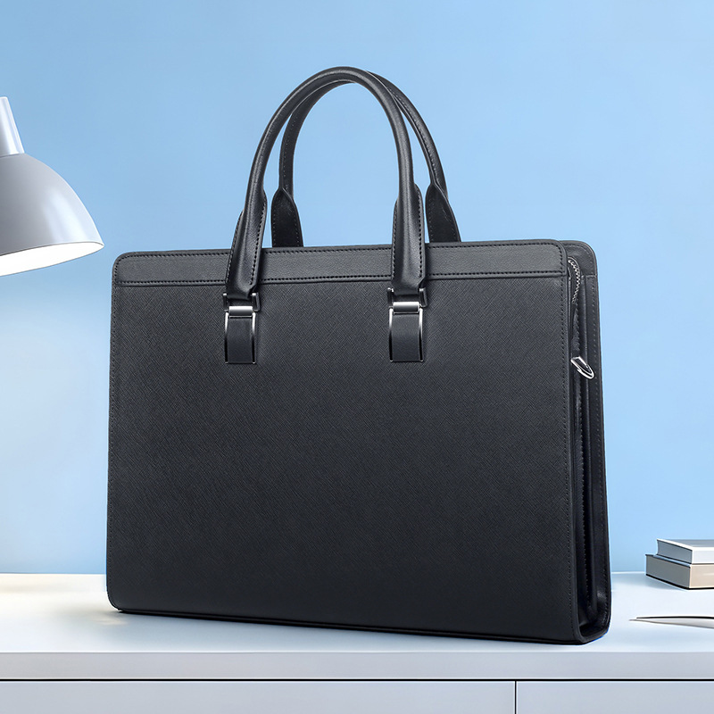 Nuevo bolso de cuero genuino para hombre, bolso de mano de gran capacidad para hombre, bolso de ordenador de piel de vaca a la moda, maletín sencillo de negocios para hombre