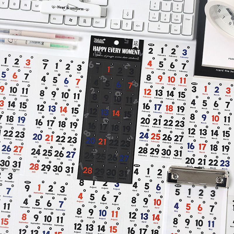 Pegatinas impermeables transparentes para mascotas 365 días de fecha pegatinas transfronterizas de etiquetas transparentes de fecha