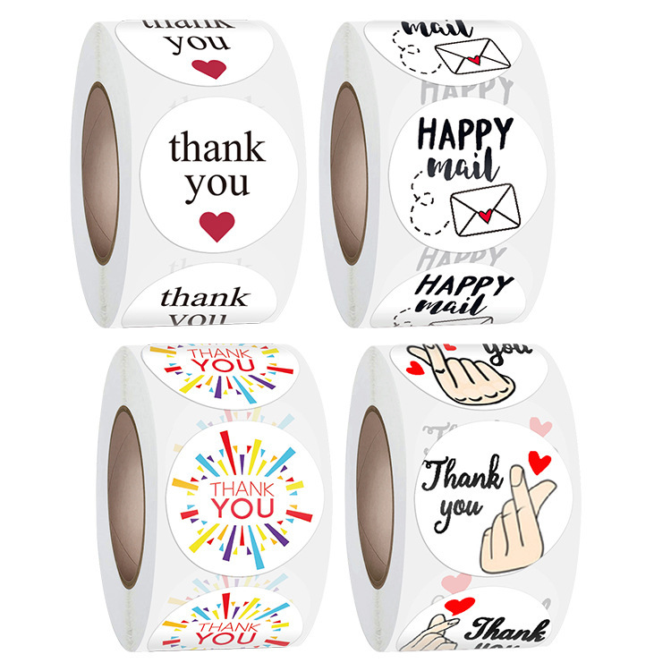 厂家批发500/卷可爱thankyou不干胶贴纸标签