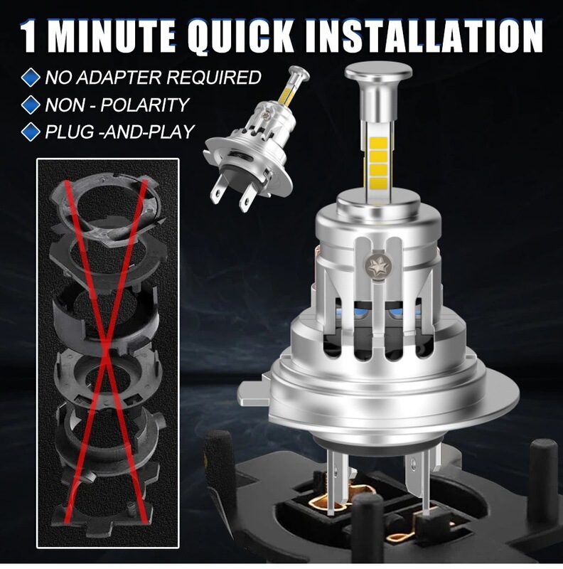 Cross-border high-power in-line LED lights 1 to 1 original car halogen lights car LED headlights 4 light-emitting bulbs