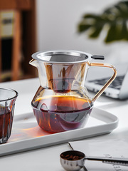Tapered glass sharing pot with hanging ears, handle and scale, coffee special set pot, no filter paper filter, hand brewing
