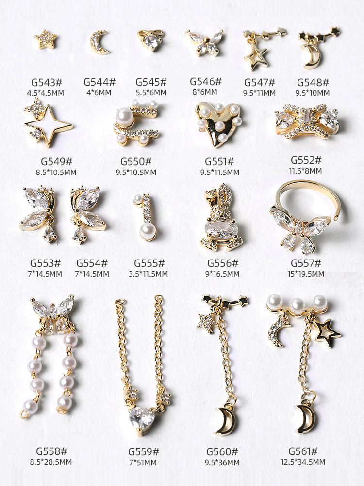 Nueva luz de la celebridad Internet lujo circón Super Flash Perla Cadena amor mariposa colgante uñas Oro Cielo Estrellado Estrella Diamantes