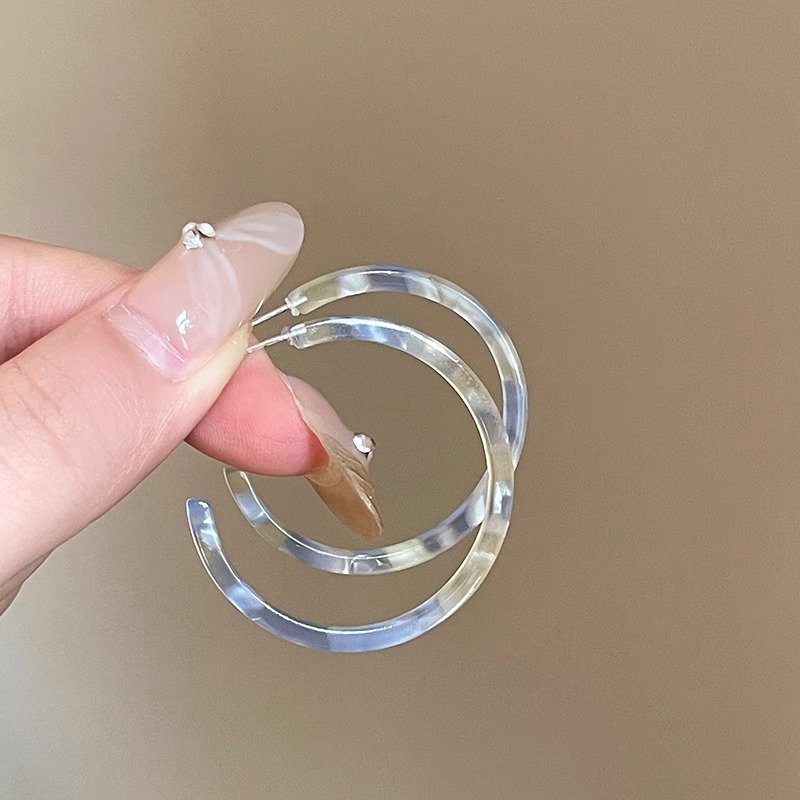 Anillo de vinagre ámbar de oxígeno gran anillo de aretes de aretes de aretes para mujeres explosión de alta calidad aretes de aretes de color único de verano