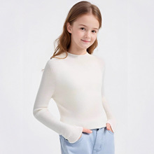 亲子装无缝一体100羊毛衫可机洗半高领毛衣女童秋冬打底衫大小童