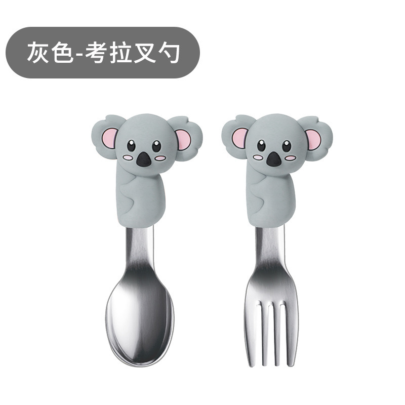 シリカゲル食器セット漫画母子児童食器赤ちゃん補助食器吸盤子供ステンレススプーンフォーク|undefined