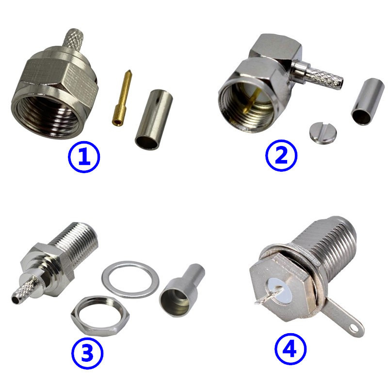 JXRF coaxial connector inch f head crimp 75-1.5-3 cable RG179 cable TV line connector