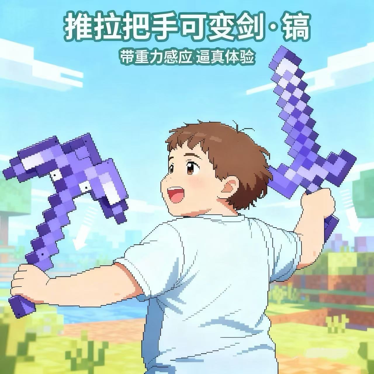 Children's Transformable Sound-Emitting Light Sword, Diamond Sword Pick, Educational Diamond Sword Pick, Two-In-One Sound-Emitting Light Sword