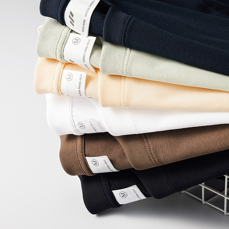 Yellowbird Knitted | Summer Men's 240g Heavy Cotton Double Yarn Short Sleeve T-Shirt Men's American Loose T-Shirt Base Shirt