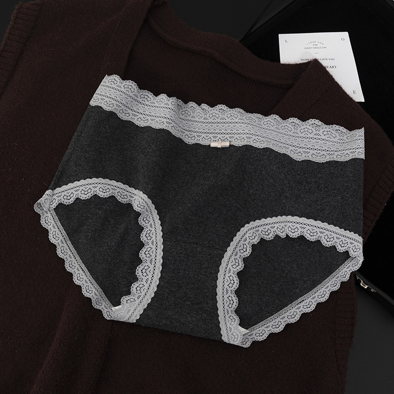 Ropa interior mujer algodón puro 7a antibacteriano algodón entrepierna cintura media encaje femenino sexy triángulo pantalones cortos sin costuras niñas bragas