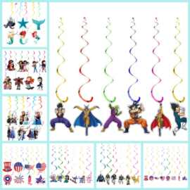 亮片PVC螺旋拉花挂件吊饰儿童生日派对装饰用品螺旋拉旗吊旗彩旗