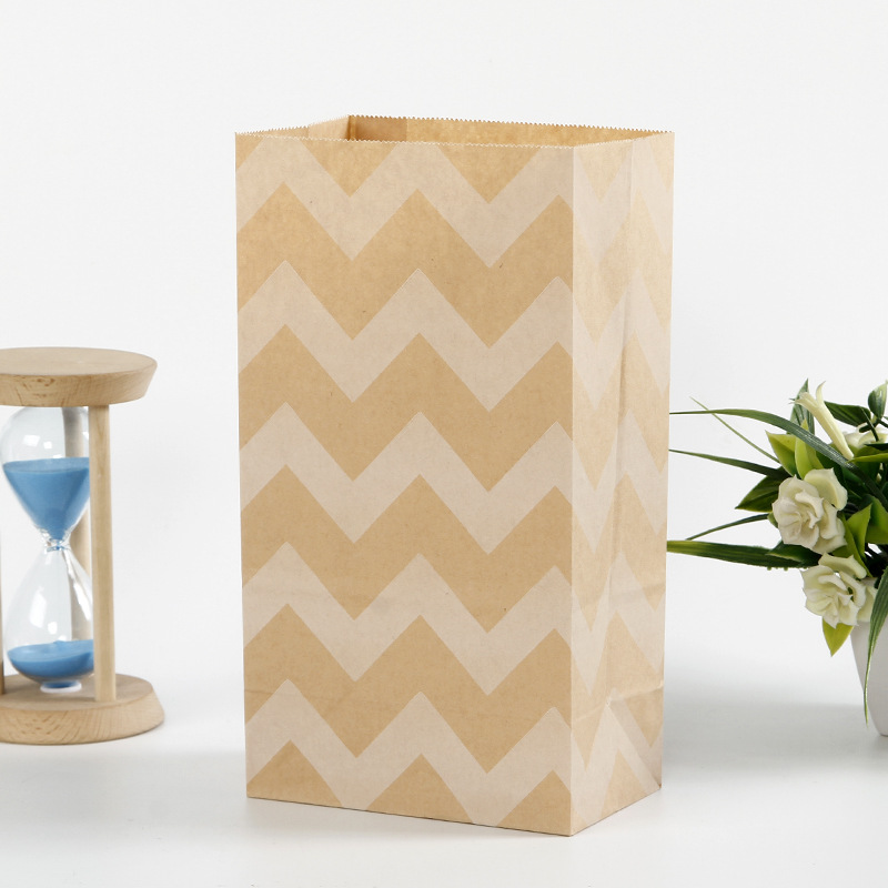 Patrón de onda en stock suministro de fondo cuadrado bolsa de papel de caramelo para hornear bolsa de comida fiesta Fondo cuadrado bolsa de papel de caramelo