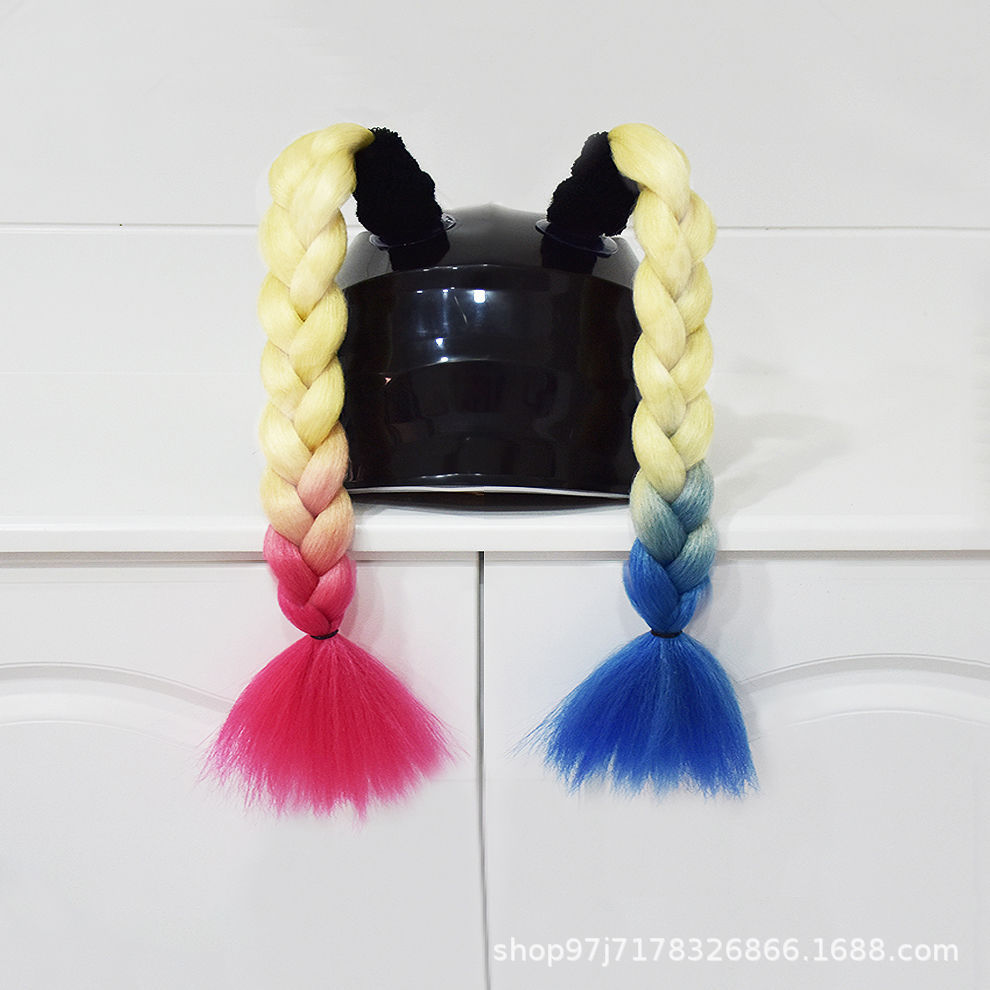 Helmet Braids Pigtails — Motuoche Auto Parts and Accessories - beige-red-and-beige-blue-short-harley-quinn-combination-2-pieces