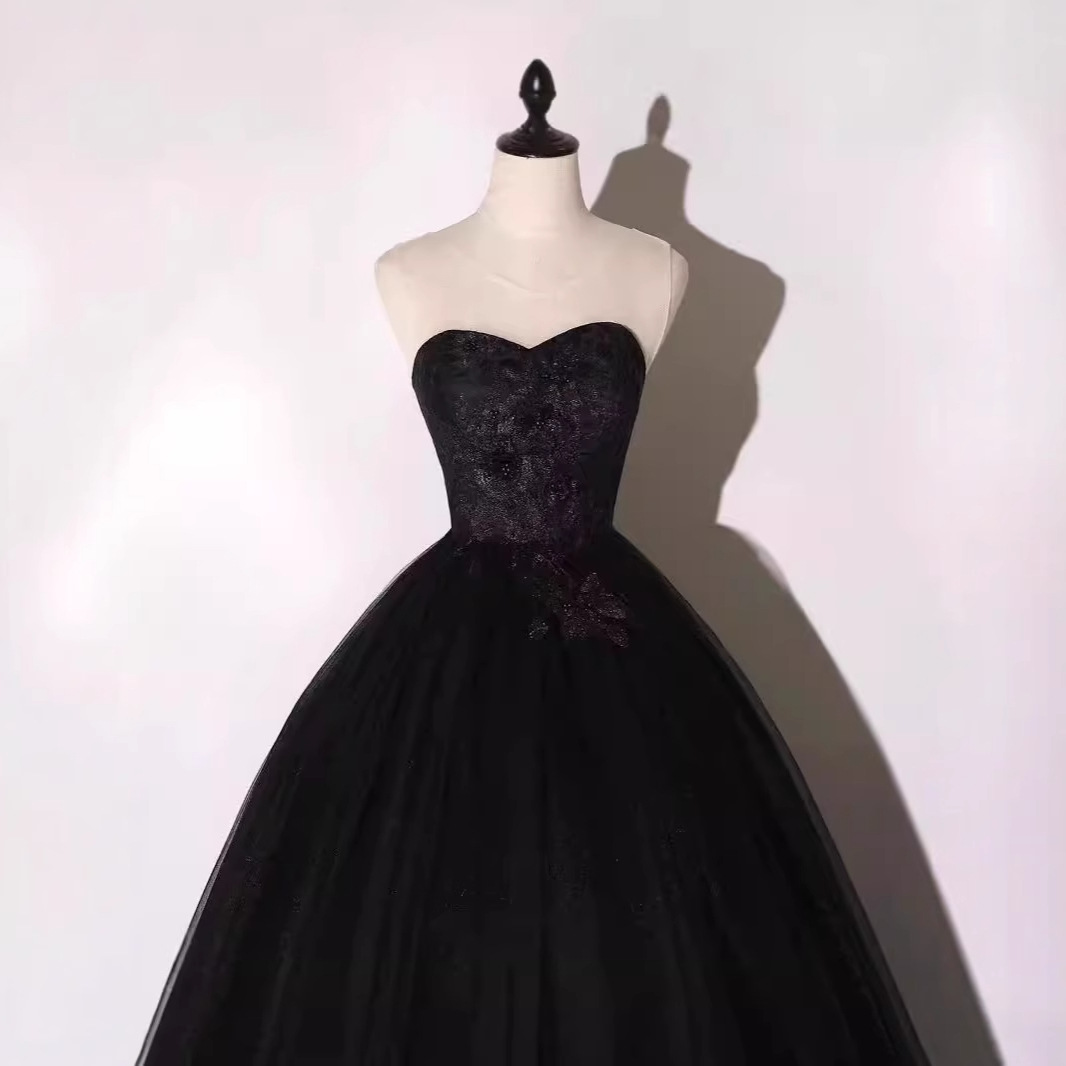 Nuevo vestido de baile negro de tela de tela elegante vestido de piano de anfitrión de reunión anual image 1