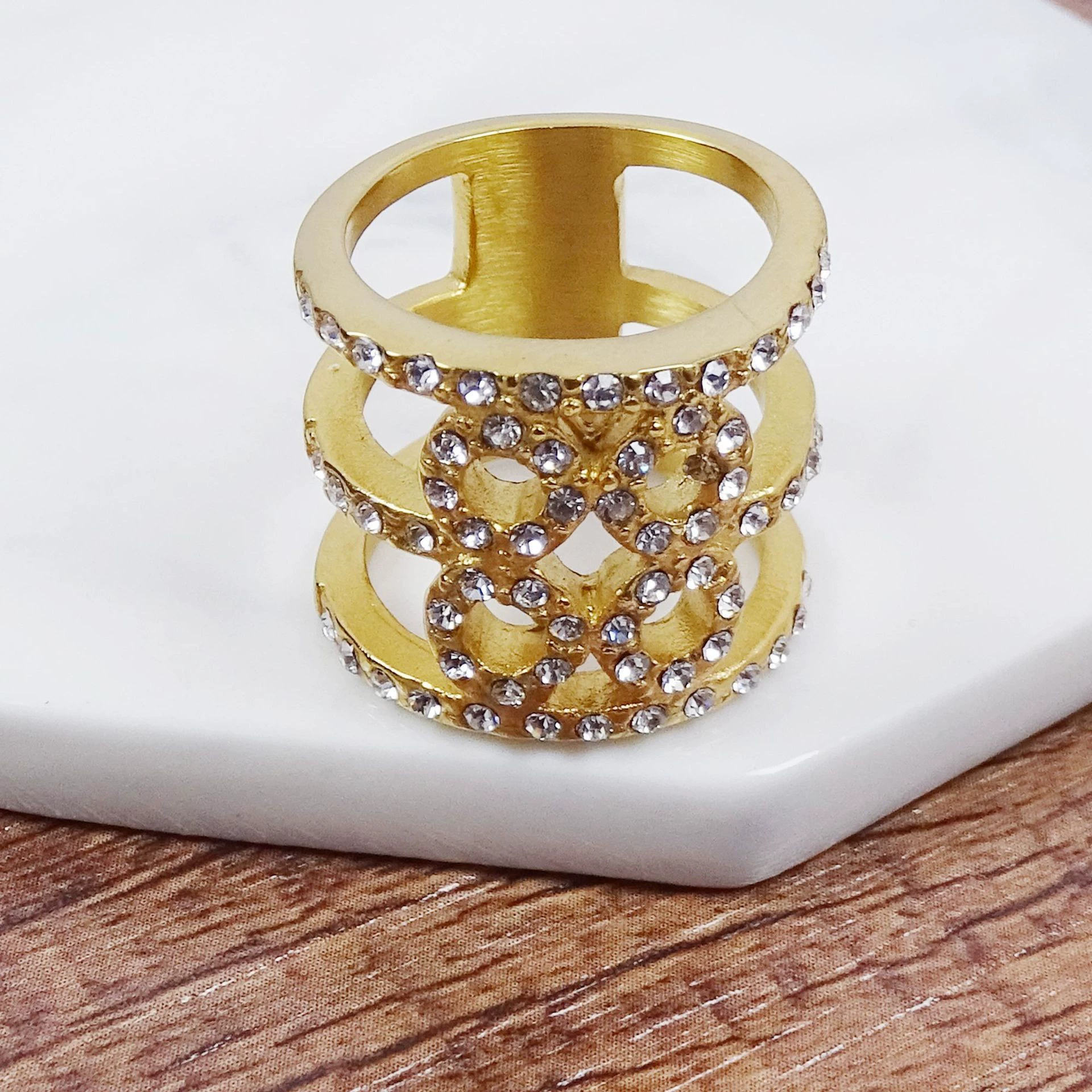 Кольцо-брикет Diamond из нержавеющей стали, украшения, нейл-декор, европейский стиль, простой и элегантный дизайн, оптовая продажа