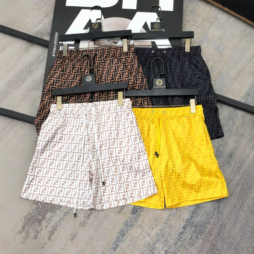 Cross-Border Export Wholesale Summer Men's Trendy Beach Pants Seaside Swimming Quick-Drying Double F Letter Casual Sports Pants