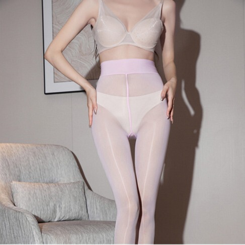 Oil flash series 360 seamless flash aurora oil bright open crotch stockings 0D ultra-thin sexy pearlescent black silk pantyhose