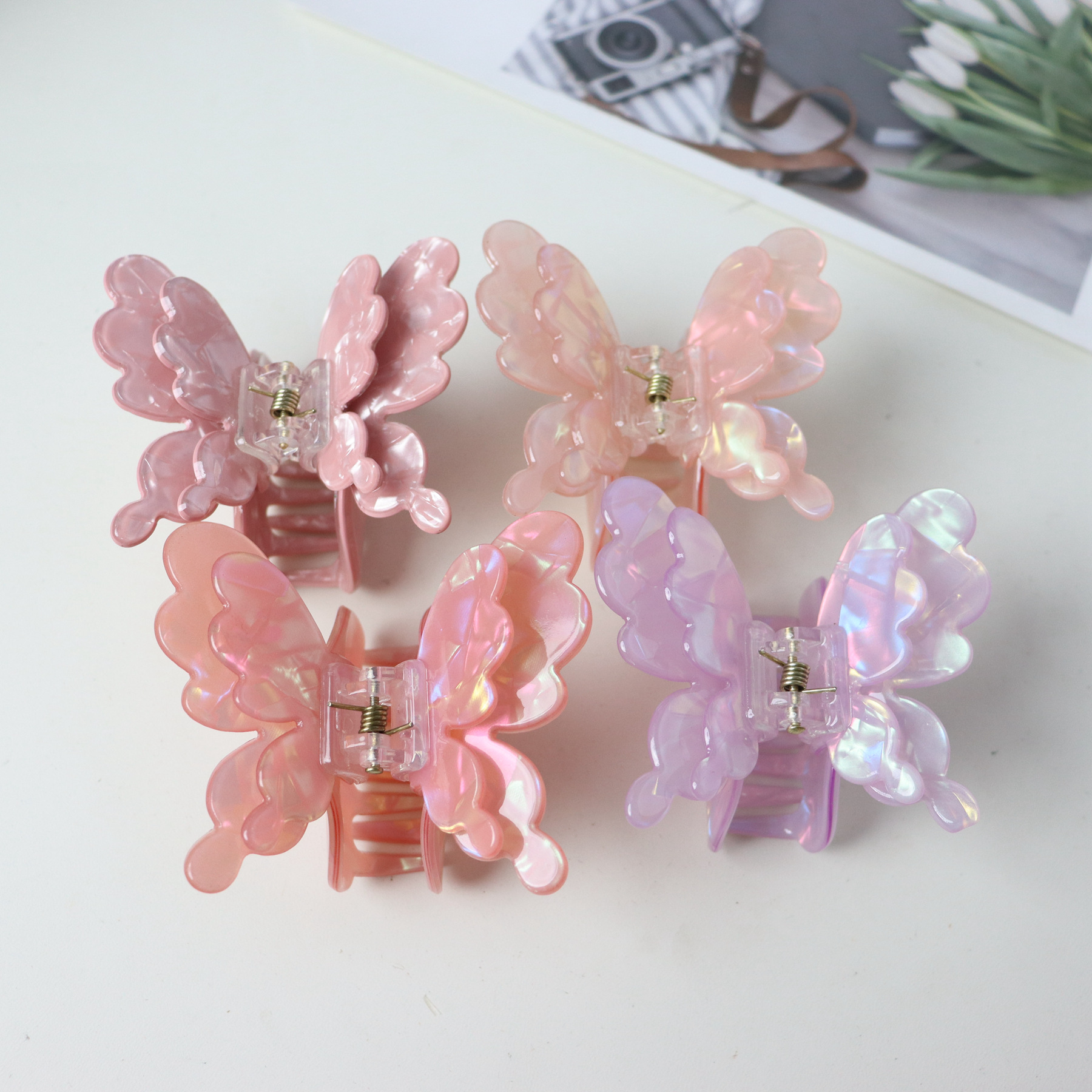 48g Weight Hair Claws Hair Accessories Type 1 Piece Quantity Women's Simple Style Butterfly Acetic Acid Sheets Handmade Hair Claws