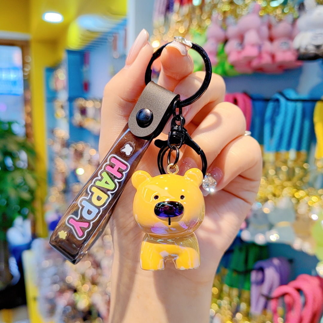 Llavero de oso de resina con colgante de muñeca de dibujos animados, cadena para teléfono móvil para mujer, llavero, colgante decorativo para bolso.