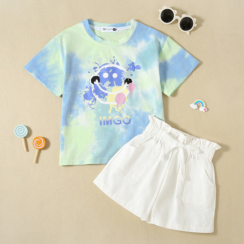  Summer Family Wear Three or Four People Vacation Resort Casual Tie-Dye Set Fashion T-Shirt Short Sleeve Summer 