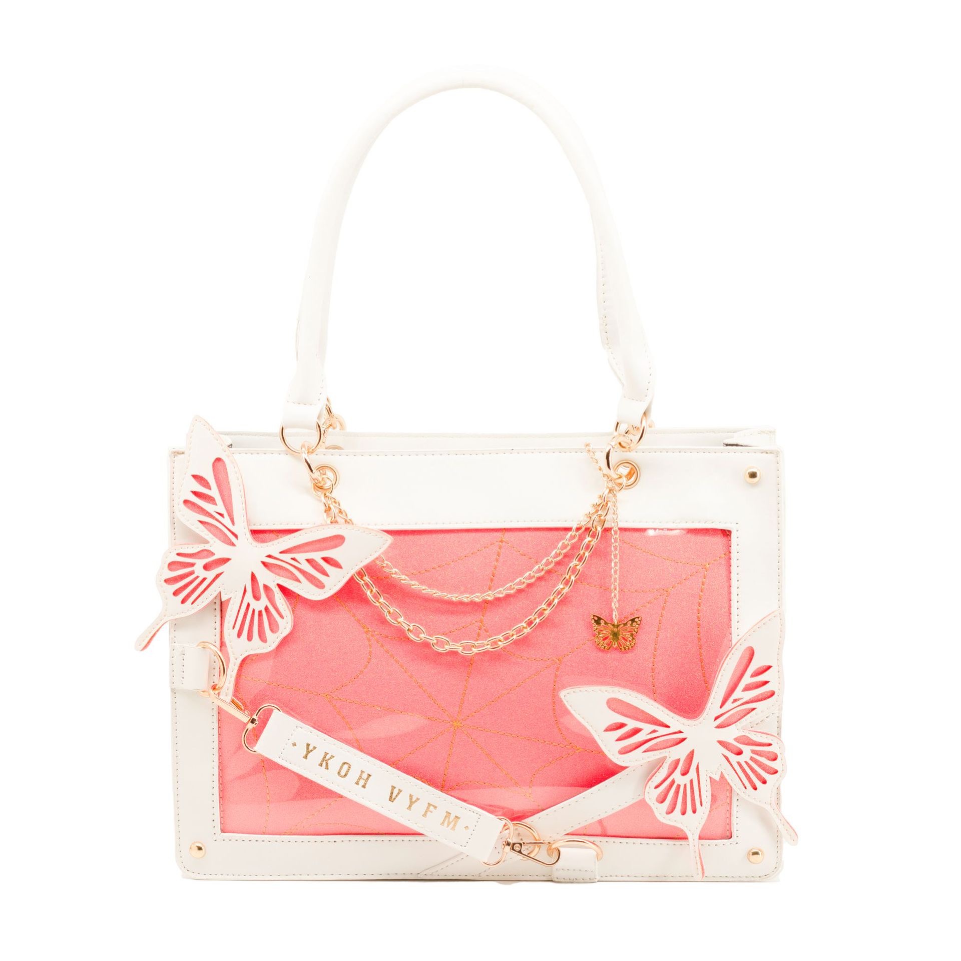 흰색과 빨간색 나비(진주빛 미세 글리터)