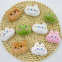 卡通毛绒动物头公仔配件可爱小青蛙小猫小熊小兔玩偶胸针发饰辅料