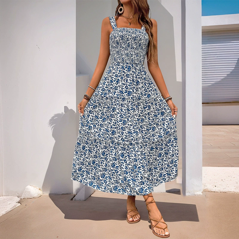 Летний slip dress, симпатичный гидролат, европейский стиль, новая коллекция, цветочный рисунок, открытая спина