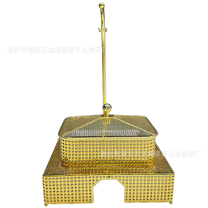 跨境外贸方形不锈钢酒精炉吊盖金色酒精锅自助餐炉Chafing Dish|undefined