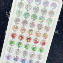 新品上市  8mm 八边镀底渐变 玫瑰切锆石 二次工艺首饰耳钉裸石